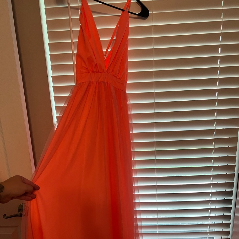 Beautiful salmon color long dress